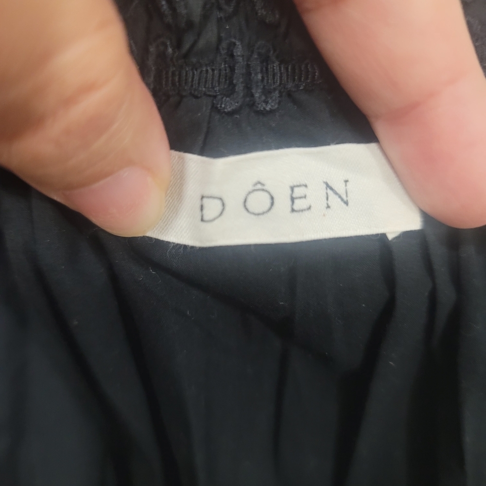 ​DÔEN XL Traveler Top Black Organic Cotton Ruffle Eyelet Blouse - Rare Size! - Picture 9 of 15